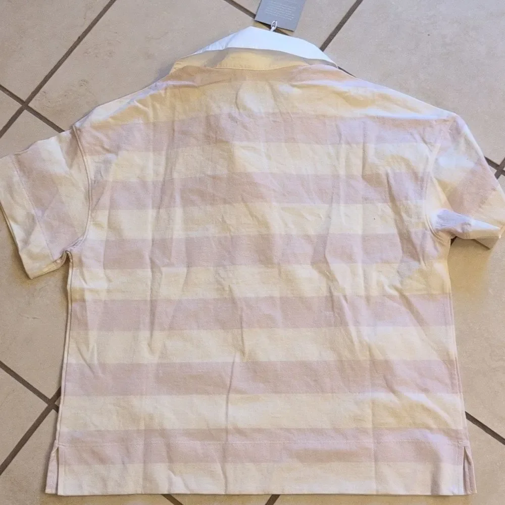 Lot Of 2 NWT Everlane Organic Cotton Polos Short Sleeve Top Mauve White Stripe S - Picture 12 of 16